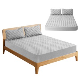 Mattress Protector 180 x 200 cm, Waterproof Fitted Sheet, All-Round Cover, Breathable Protection Throw, Waterproof Mattress Topper for Double Beds