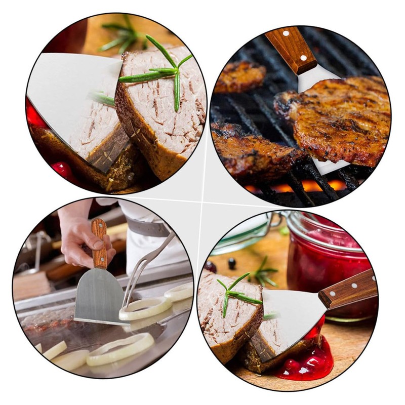 ABOOFAN 3pcs Stainless Steel Griddle Scraper with Handle Versatile Steak