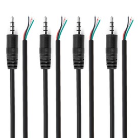 Anrbb 4 Stück 3,5mm Stecker auf blankes Kabel, TRRS 4-poliges Stereo Audiokabel, 30cm Ersatz aux Kabel, 1/8 Zoll Klinkenstecker 3,5 für Kopfhörer, Headset, Lautsprecher, Mikrofonkabel Reparatur