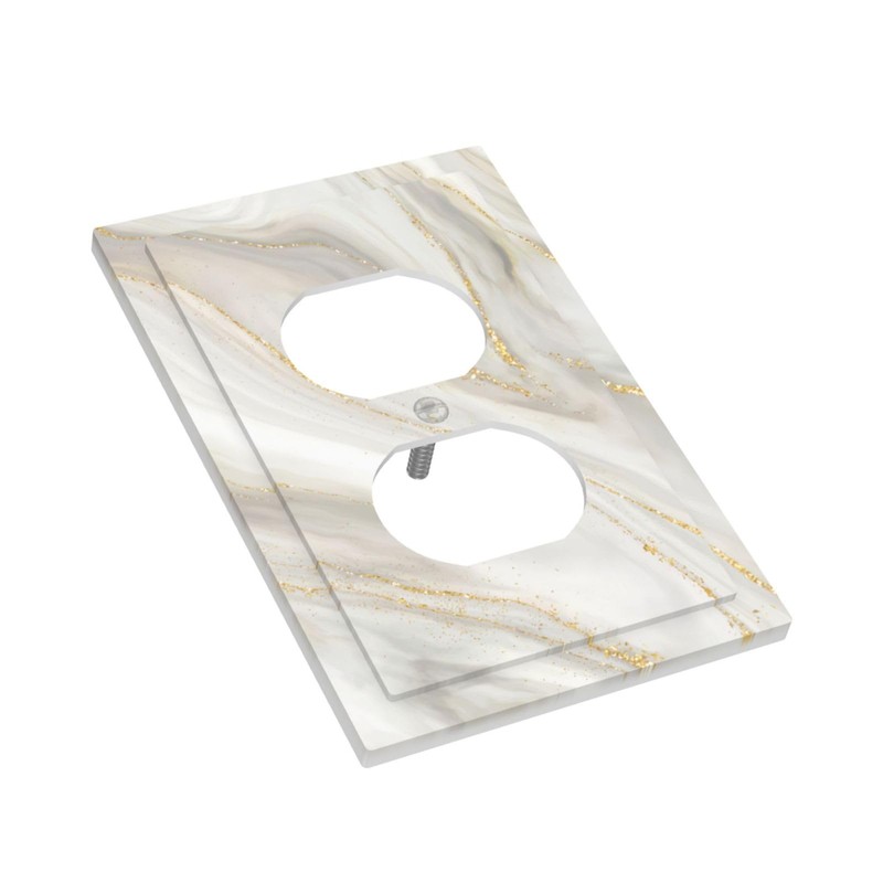 CKHTER White Gray Gold Marble Outlet Covers Light Switch Cover