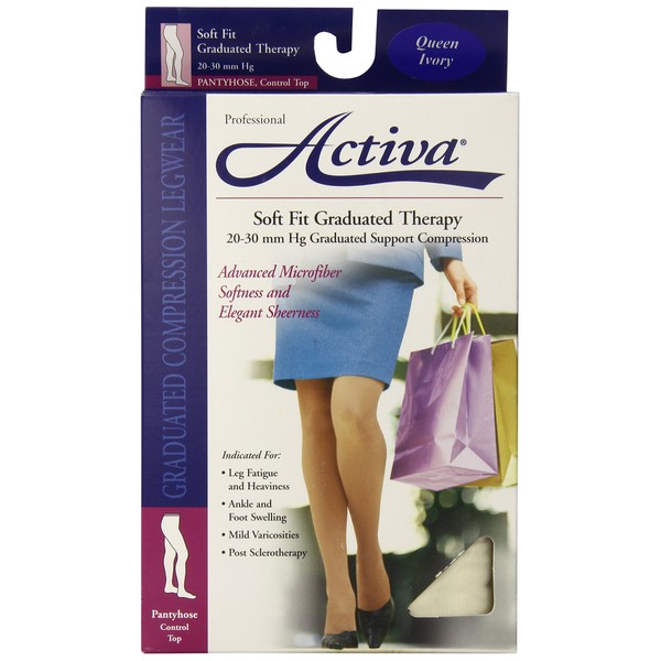 Activa Soft Fit 20-30 mmHg Panty Hose, Ivory, Queen