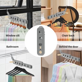 Coopache Clothes Hanger, Space-Saving Non-Slip Cabinet Organiser, Door Coat Rack, Foldable, Door Hook, Extendable Extensions (Grey, Pack of 1)