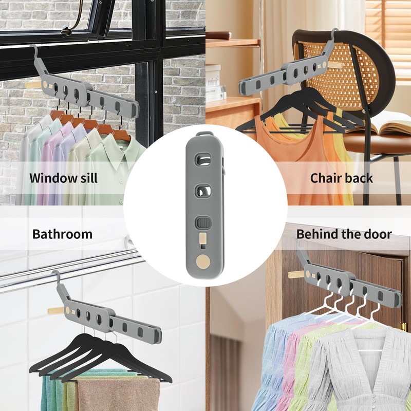 Coopache Clothes Hanger, Space-Saving Non-Slip Cabinet Organiser, Door Coat Rack,