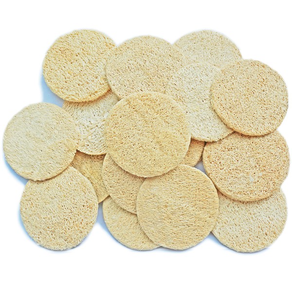18 Pack Natural Loofah Sponge Exfoliating Face Pads - Facial Body Scrubbers Pad - When Bath Shower and Spa - Loofa Sponges Brush Scrub - Bulk Loofahs Scrubber - Cleansing Skin for Women and Men