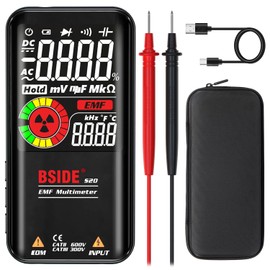 BSIDE Rechargeable Digital Multimeter Color LCD 3 Results Display 9999 Counts Auto-Ranging EMF Detector Capacitance Voltage Tester with Protect Case