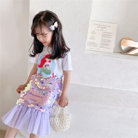 Toddler Baby Girls Mermaid Tail Tutu Sequins Dress Birthday Tulle Skirt Casual Beach Sundress Party Clothes, Purple, 1-2T