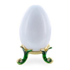 BestPysanky Green Leaves Gold Tone Metal Green Egg Stand Holder