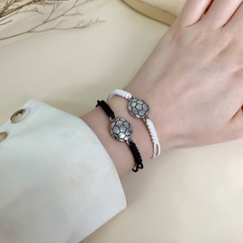 Stocking Stuffers Holiday Outfits for Women 2024 2Pcs Bff Bracelets for 4 Soccer Friendship Bracelets for Men Best friend Bracelet White Black String Bracelet Basketball Relationship Bracelet Christmas Gifts Basketball