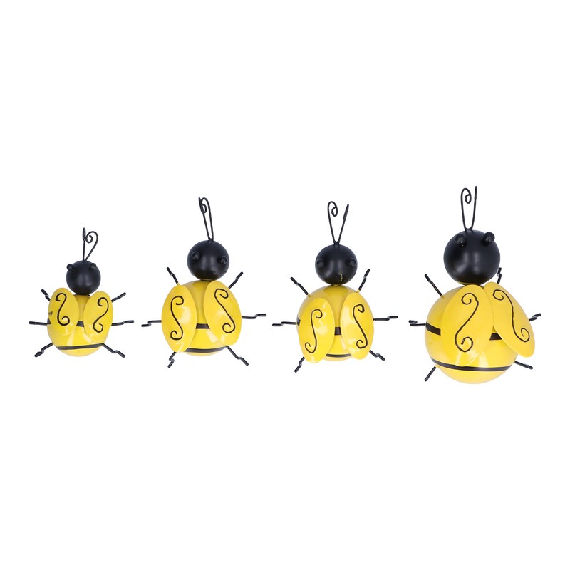 4Pcs/Set Wrought Iron Bee Decoration Wall Hanging 3 Dimensional Bee