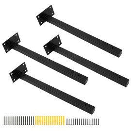 Luomorgo- 4 Pcs 8 Floating Shelf Bracket Stainless Steel Heavy Duty Black Shelf Brackets Blind Shelf Supports Hidden Brackets for Floating Wood Shelves Screws and Wall Plugs Included, Silver