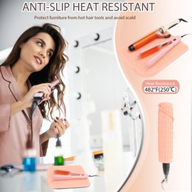 Arsmonjeal Large Silicone Heat Resistant Mat, Portable Travel Hot Tools Holder Pad for Curling Iron, Flat Iron, Hair Straightener and Other Hair Styling Tools(12.0" x 9.0")