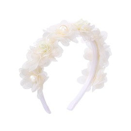IYOU Prinzessin Hochzeit Haarband Elfenbein Blume Haarreif Party Geburtstag Kommunion Haarschmuck für Mädchen