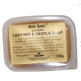 Gold Label Saddle Soap, - Hard Glycerin soap Bar - Ideal to use for cleaning saddles, handbags, upholstery, footwear and all genuine leather products. (100g)
