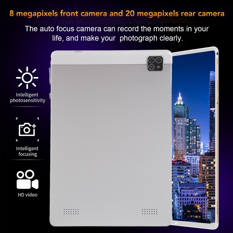 8in Tablet Silver Expandable 128GB Support Calls 4GB 64GB RAM