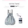 Foldable Drawstring Backpack, Lightweight Travel Daypack, Grey