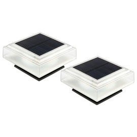 Pure Garden Solar Post Cap Lights - 2-Pack Warm Black Fence Lights Solar Powered Deck Lights - Waterproof LED 6x6, 5x5, or 4x4 Post Solar Lights for Wooden or Vinyl Fence Post Caps (Black)