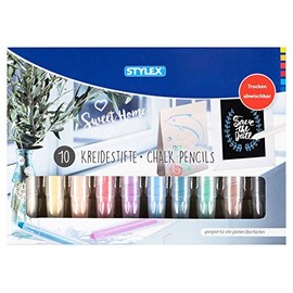 Stylex 28305 - 10 Chalk Pens for Decorative Painting and Designing Glass and Smooth Surfaces, Water-Soluble and Dry Erasable, Ideal for Window Stickers