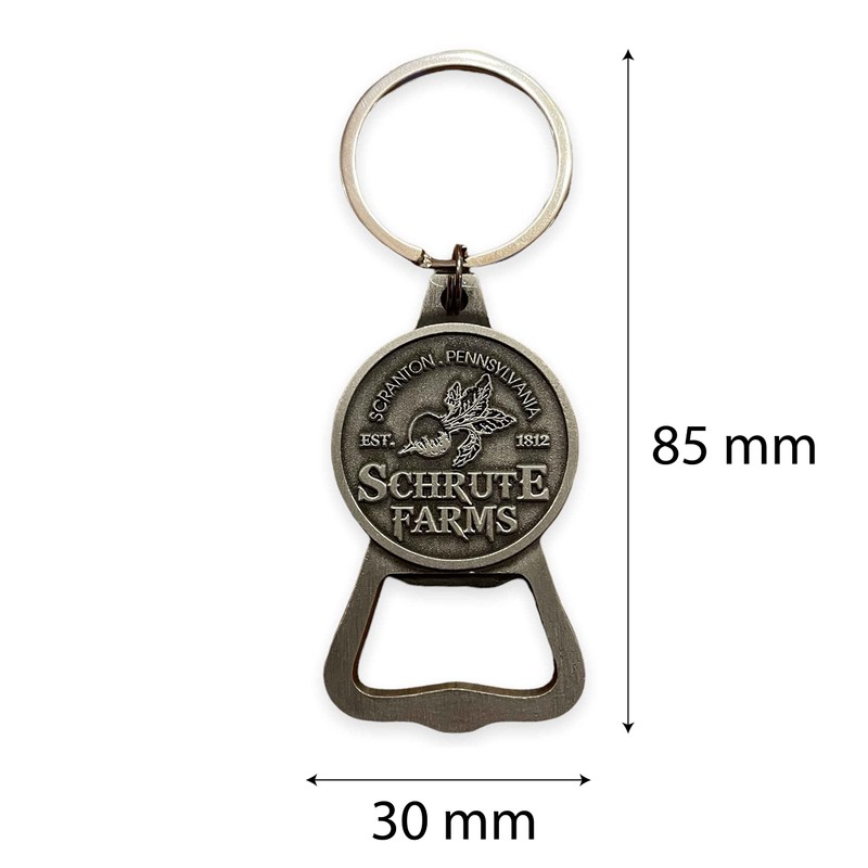 Metal Schrute Farms Bottle Opener Keychain with Gift Bag |