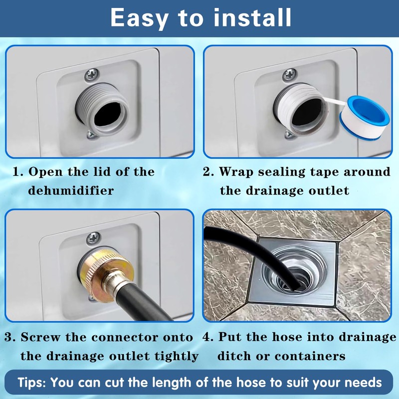 Leakproof Dehumidifier Drain Hose 3/4 Inch FHT Connection Brass Interface