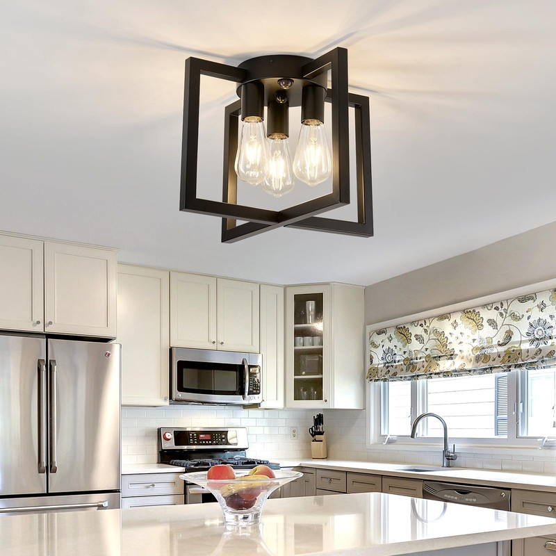 ZGLAOJT Motion Sensor Ceiling Light Fixture 3-Lights Semi Flush Mount