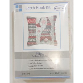 LAPATAIN Latch Hook Kits for DIY Throw Pillow Cover,Needlework Cushion Cover Hand Craft Crochet for Great Family 17X17inch Christmas Hat