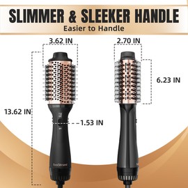 EvoStrand Hair Dryer Brush Blow Dryer in One, One-Step Styler Volumizer with 3 Temperature Settings Anti-frizz Golden Anodized Barrel Hot Air Brush Hair Straightener 2.0