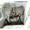 Swono Sail Boat Waves and Octopus Cotton Burlap Linen Throw