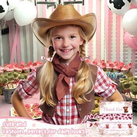 CORNER LACE 6Packs Highland Cow Themed Elastic Hair Ties/Bands Party Favors Pink Brown, Bridal Shower Wedding Bachelorette Birthday Party Decor Bridesmaid Proposal Gifts