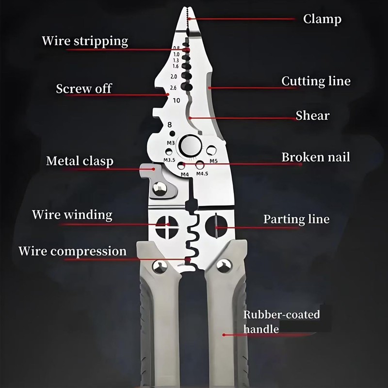 FGXY Wire Strippers, Multifunctional Wire Stripper Crimper Cable Cutter Pliers,