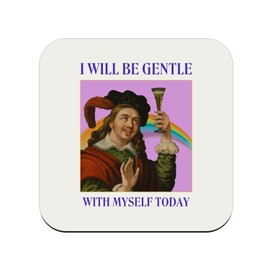 Cork Coaster - Be Gentle Collage Vintage Illustration Art Humour Meme Parody Rainbow - 1 Piece (95x95mm)
