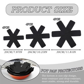 12 Pcs Pan Protectors For Stacking, Pan Separators Protectors, 3 Different Size Pot Protectors For Stacking, Pan Separators Protectors For Stacking And Separating Various Types Of Cookware(Black)