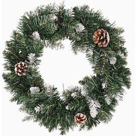Bambelaa! Christmas Wreath PVC 40 cm with Pine Cones Decorative Wreath for Advent and Winter Christmas Decoration for Door Wall and Table