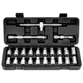 BILITOOLS 23-Piece Drain Plug Socket Set, 3/8" Drive Oil Drain Plug Key for Back Axle, Differential, Gearboxe & Engine Oil Sump