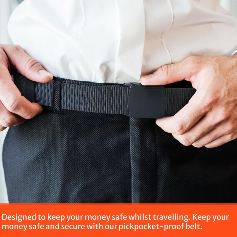 Secure Travel Money Belt with Hidden Security Zip for Money