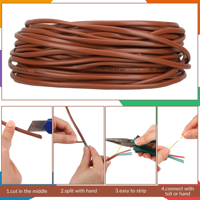 Buryeah Thermostat Wire Bell Wire Solid Copper Cable 18 Gauge
