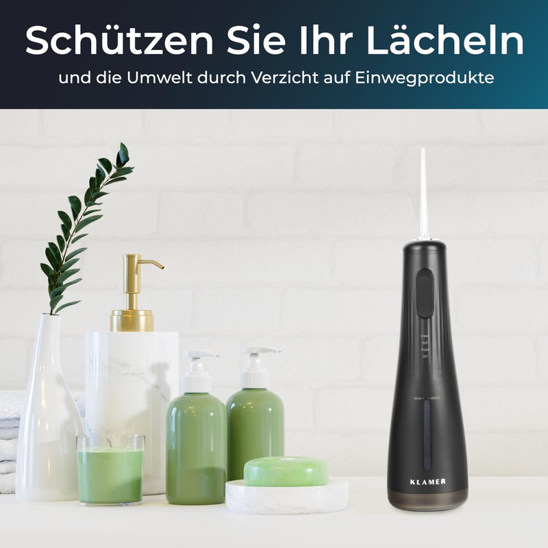 KLAMER Water Flosser with 2 Attachments for Effective Cleaning of