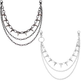 Someki 2Pcs KeyChain For Men, Punk Wallet Chain Duty Pocket Chains Cool Gothic Accessories for Eboy Egirl Hip Hop Jewelry (B+S)