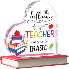 Yookeer Teacher Appreciation Gift for Women Birthday Gift for Teacher Paperweight Keepsake Thank You Teacher Graduation Party Gift Teacher Office Classroom(4 x 4 in, Never Be Erased)