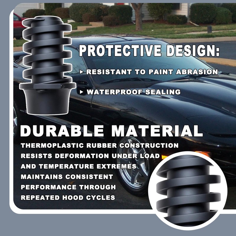 2-Piece Textured Plastic Rubber Hood Adjust Bumper Set for 1993-2002
