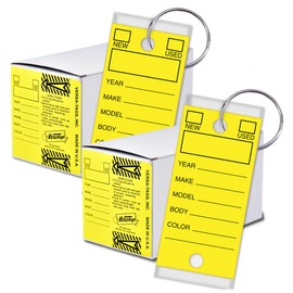 Yellow 2-Pack - Genuine Versa-tag Key Tags, Self-protecting (2 Boxes) (250 Tags Per Box with Metal Rings)