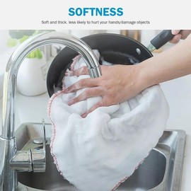 100% Soft Cotton Extra Large Double Layered Super Jumbo Cleaning Dish washing up Cloths 40x50cm Premium Quality Pack of 10 to 100 (White, 10)