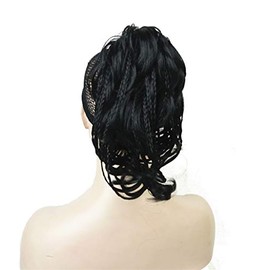 Wiginway Messy Style Ponytail Hair Extension Handmade Braid Synthetic Hair-Piece with Jaw Claw Clip (Jet black)