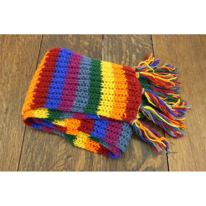 LOUDelephant Chunky Wool knit striped scarf - Rainbow (One Size)