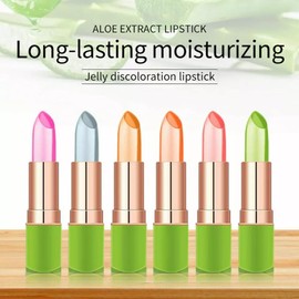 Aloe Vera Color Changing Lipstick, Long Lasting Moisturizing Jelly Lip Balm, Magic Temperature Color Change Lip Gloss with Aloe Extract, Hydrating Lip Plumper, Lip Care Makeup Essential - Orange Red