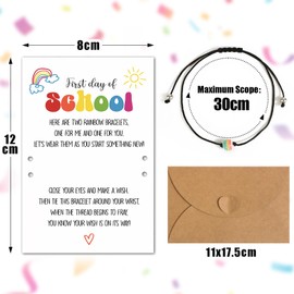 BOOMTOP First Day of School Gift First Day at School Wish Bracelets Pack of 2 Rainbow Beads Bracelets Gift First Day at School for Girls Boys Starting School Gifts