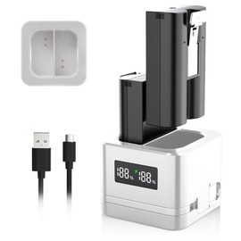 Ring Battery 2 Pack with Charger Station LED Digital, 6040mAh Rechargeable Ring Doorbell Battery for Video Doorbell Camera 2/3/4, Spotlight Camera, Stick Up Cam, Peephole Cam