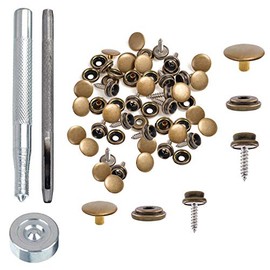 WedDecor 10pcs x 15mm Bronze Heavy Duty 3 Parts Screw Back Wood to Fabric Press Studs Snap Fasteners with Fixing Tool Kit Set
