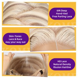 KOME Blonde Synthetic Lace Front Wig,13×6 Short Straight Glueless Bob Wigs for White Women Daily Use 10IN（#FDML）