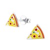 Sterling Silver Pizza Stud Earrings - Size: 8mm