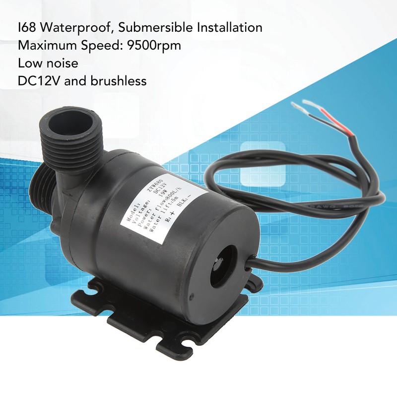 Brushless Water Pump DC12V 16.4ft Lift Height I68 Waterproof Low